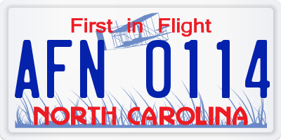 NC license plate AFN0114