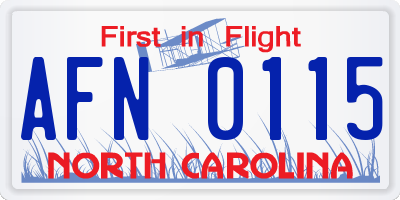 NC license plate AFN0115