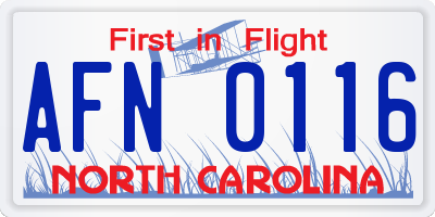 NC license plate AFN0116