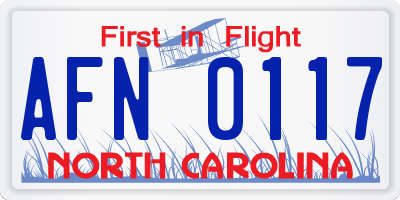 NC license plate AFN0117