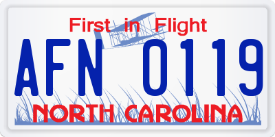 NC license plate AFN0119
