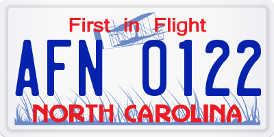 NC license plate AFN0122