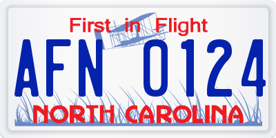 NC license plate AFN0124