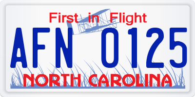 NC license plate AFN0125