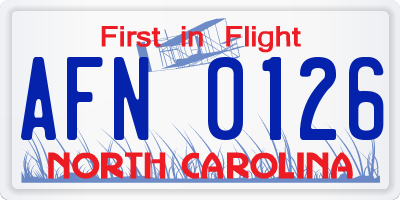 NC license plate AFN0126