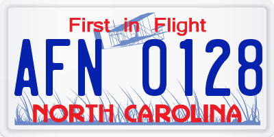 NC license plate AFN0128