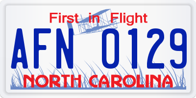 NC license plate AFN0129