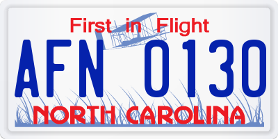 NC license plate AFN0130