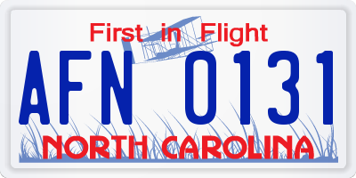 NC license plate AFN0131