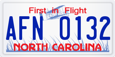 NC license plate AFN0132