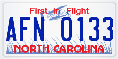 NC license plate AFN0133