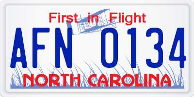 NC license plate AFN0134