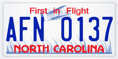 NC license plate AFN0137
