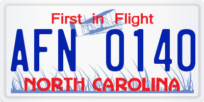 NC license plate AFN0140