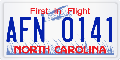 NC license plate AFN0141