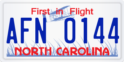 NC license plate AFN0144
