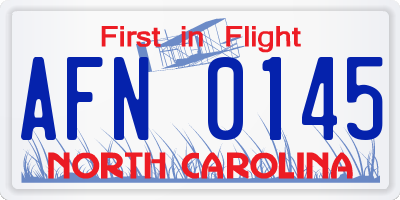 NC license plate AFN0145