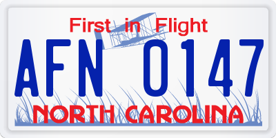 NC license plate AFN0147