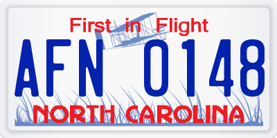 NC license plate AFN0148