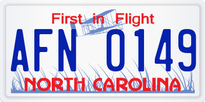 NC license plate AFN0149