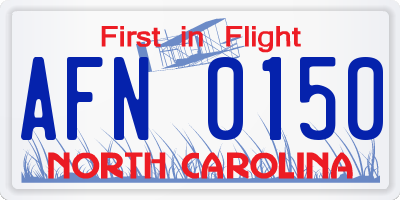 NC license plate AFN0150
