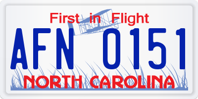 NC license plate AFN0151