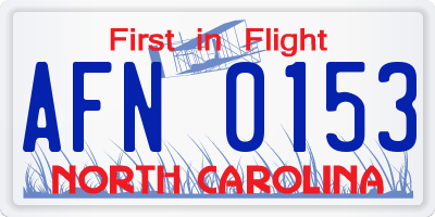 NC license plate AFN0153