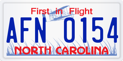 NC license plate AFN0154