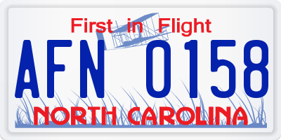 NC license plate AFN0158