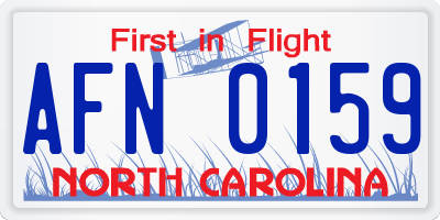 NC license plate AFN0159