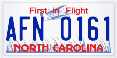NC license plate AFN0161