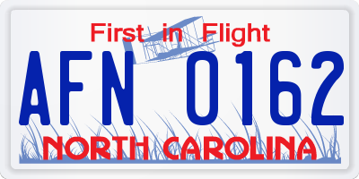 NC license plate AFN0162