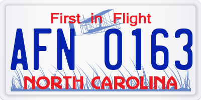 NC license plate AFN0163