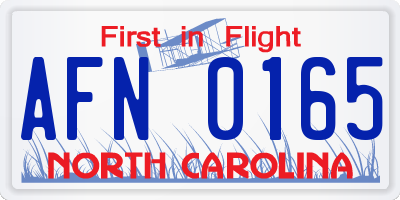 NC license plate AFN0165