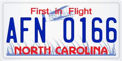 NC license plate AFN0166