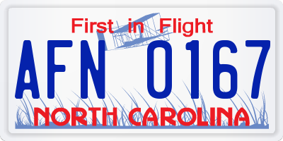 NC license plate AFN0167