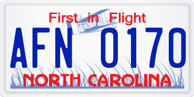 NC license plate AFN0170