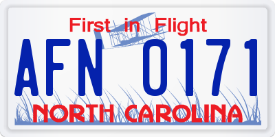 NC license plate AFN0171
