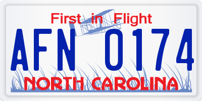 NC license plate AFN0174