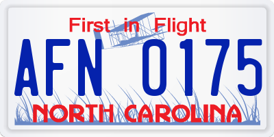 NC license plate AFN0175