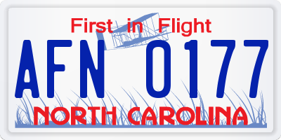 NC license plate AFN0177
