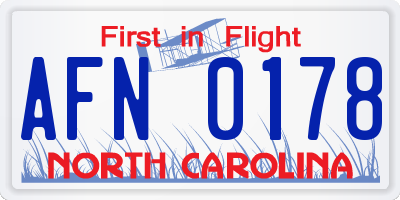 NC license plate AFN0178