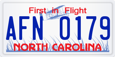 NC license plate AFN0179