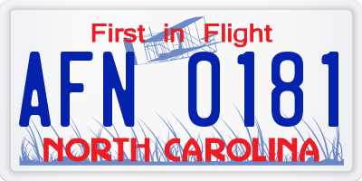 NC license plate AFN0181