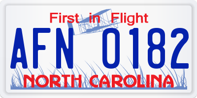 NC license plate AFN0182