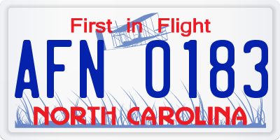 NC license plate AFN0183