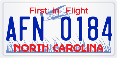 NC license plate AFN0184