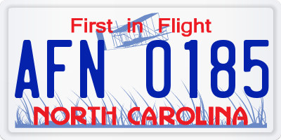 NC license plate AFN0185