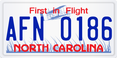 NC license plate AFN0186