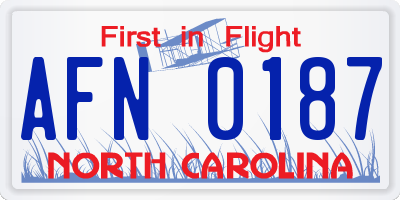 NC license plate AFN0187